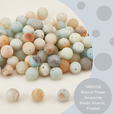  Natural Flower Amazonite Beads Strands G-NB0003-82-1