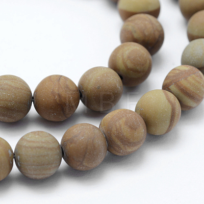 Natural Wood Lace Stone Beads Strands G-F518-21-6mm-1