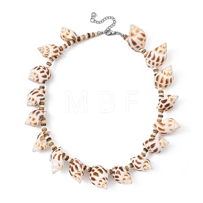 Ocean Natural Spiral Shell & Coconut Beaded Necklaces NJEW-JN06303-1