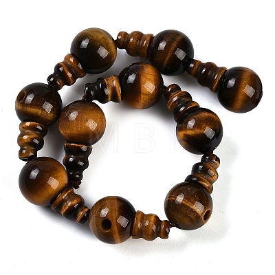 Natural Tiger Eye 3-Hole Guru Beads Strands G-H064-E04-01-1