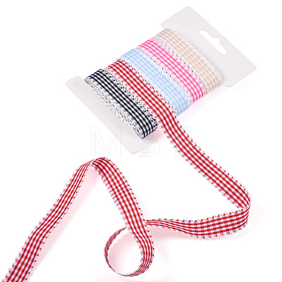 25 Yards 5 Colors Polycotton(Polyester Cotton) Ribbon OCOR-TAC0030-02A-1