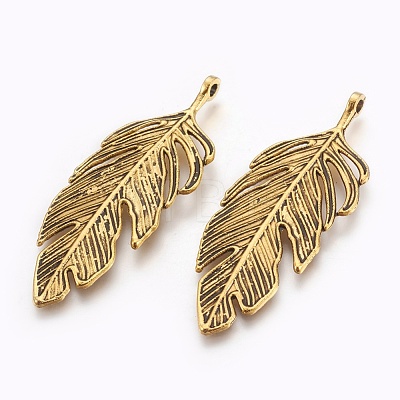 Tibetan Style Alloy Leaf Big Pendants X-PALLOY-A15448-AG-NF-1