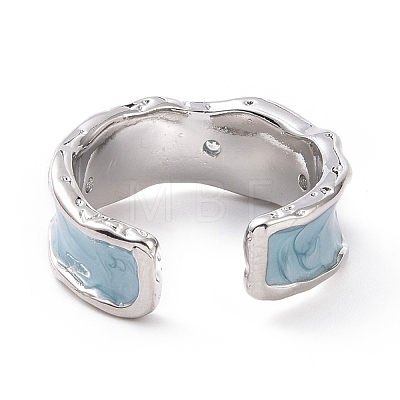 Enamel Wave Open Cuff Ring with Clear Cubic Zirconia RJEW-D075-07P-1