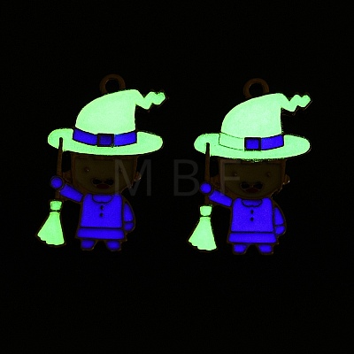 Halloween Theme Rack Plating Luminous Alloy Enamel Pendants ENAM-N056-234G-1