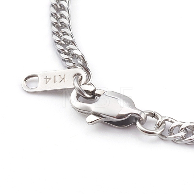 Men's 304 Stainless Steel Diamond Cut Curb Chain Bracelets BJEW-JB06018-02-1