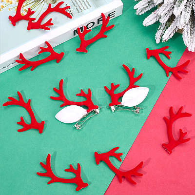36Pcs 2 Styles Velvet and Plastic Antler Snowman Hand Branch FIND-GF0007-09A-1