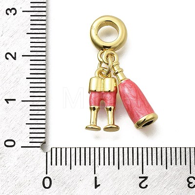 Brass Enamel Goblets & Wine Bottle European Dangle Charms Large Hole Pendants KK-Z093-08G-01-1