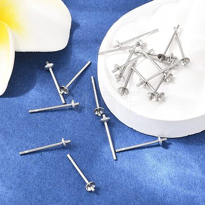 Tarnish Resistant Original Color Stainless Steel Stud Earring Findings X-STAS-Q036-1-1