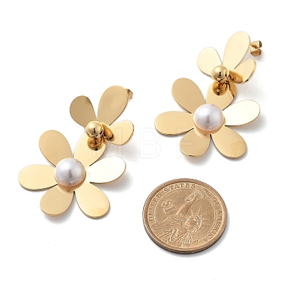 304 Stainless Steel Flower Stud Earrings for Women STAS-Z112-22G-1