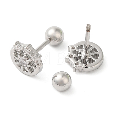 Flat Round Brass Micro Pave Clear Cubic Zirconia Ear Plug Gauges EJEW-L289-02P-03-1