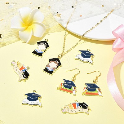 20Pcs 5 Styles Graduation Season Golden Plated Alloy Enamel Pendants ENAM-CJ0006-14-1