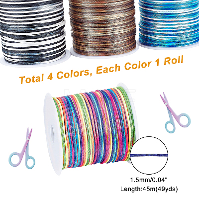   4 Rolls 4 Colors Gradient Color Polyester Chinese Knotting Cord OCOR-PH0001-84-1