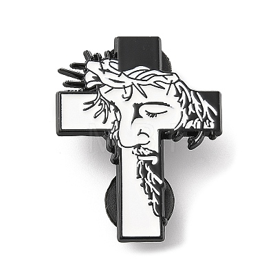 Religion Cross with Human Enamel Pin JEWB-H010-03EB-1