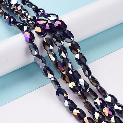Faceted Electroplated Glass Beads Strands GLAA-G092-C04-1