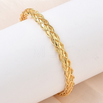 Braided Brass Cuff Bangles for Women BJEW-C157-01G-1