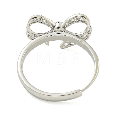 Bowknot Brass Adjustable Rings for Women RJEW-M016-09P-1