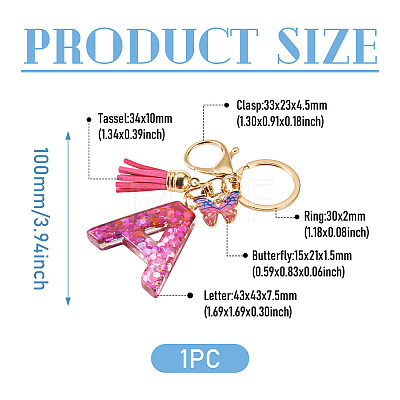 Alloy Resin Butterfly Keychains KEYC-TADJ0002-02G-A-1