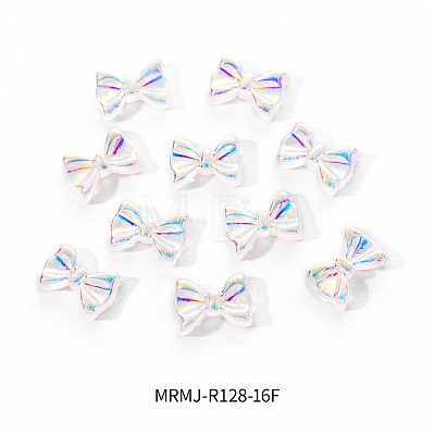 Electroplated Bowknot Resin Cabochons MRMJ-R128-16F-1