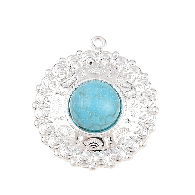 304 Stainless Steel with Synthetic Turquoise Pendants STAS-H253-01D-S-1