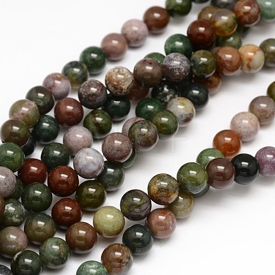 Natural Indian Agate Round Beads Strands X-G-F243-01-4mm-1