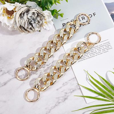 Plastic Rhinestone Curb Chain Bag Straps FIND-WH0003-42A-1