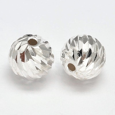 Fancy Cut Faceted Round 925 Sterling Silver Beads X-STER-F012-11D-1