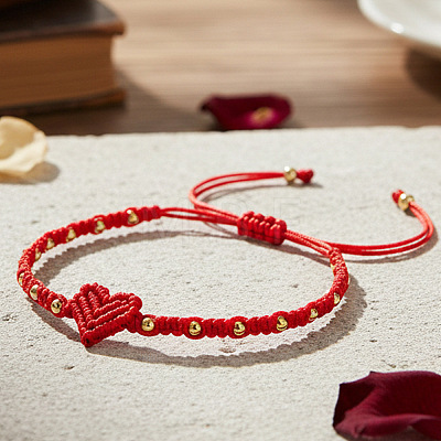 Braided Nylon Thread Heart Adjustable Bracelets ZR3363-1-1