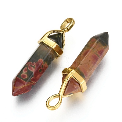 Natural Polychrome Jasper/Picasso Stone/Picasso Jasper Bullet Double Terminated Pointed Pendants LS-G-G902-B26-1