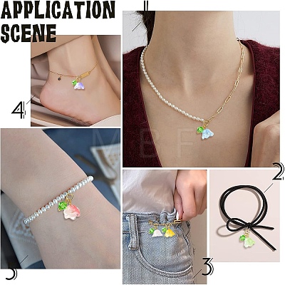 60Pcs 6 Styles Transparent Two Tone Spray Painted Glass Pendants PALLOY-YW00187-1