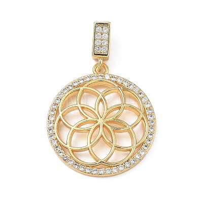Brass Micro Pave Clear Cubic Zirconia Pendants LS-KK-F939-04B-G-1