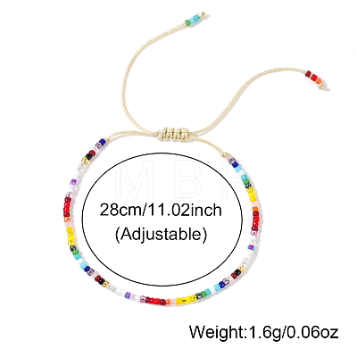 Adjustable Rainbow Glass Seed Beads Braided Bracelets for Women CA5956-1