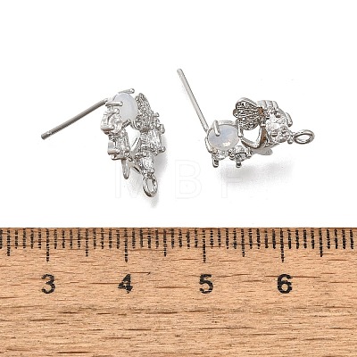 Brass with Cubic Zirconia Stud Earrings Finding KK-Q048-20P-1