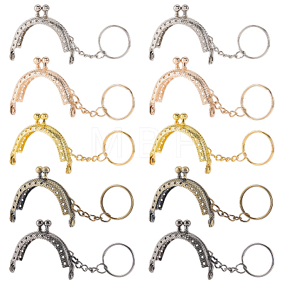 10Pcs 5 Colors Alloy Kiss Lock Arch Shaped Bag Handle Frame with Split Key Rings FIND-ME0004-34-1
