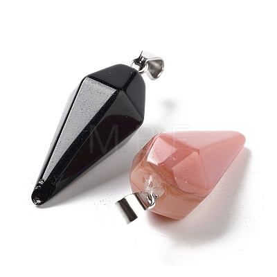 Natural & Synthetic Mixed Gemstone Pointed Pendants G-P520-06P-1