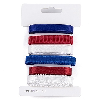 18 Yards 6 Styles Independence Day Polyester & Polycotton Ribbons Sets SRIB-A015-02B-01-1