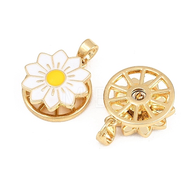 Rotatable Brass Enamel Pendants KK-P320-04A-G-1