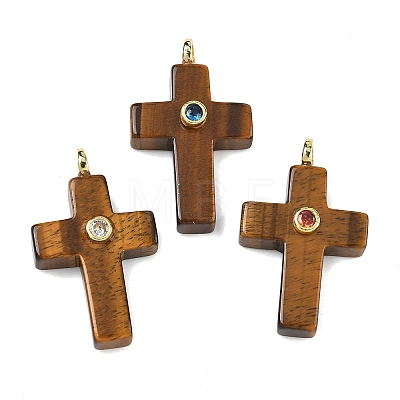 Natural Tiger Eye Pendants G-B180-01G-07-1