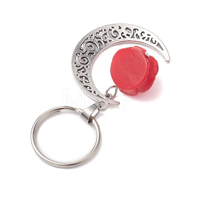 Flower Resin & Alloy Moon Keychain KEYC-JKC00821-1