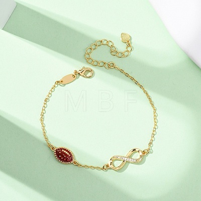 Sports Brass Micro Pave Cubic Zirconia Infinity Link Bracelets BJEW-D386-01C-G-1