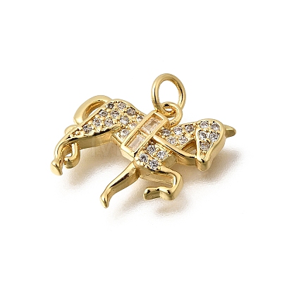 Brass Micro Pave Clear Cubic Zirconia Pendants KK-Z155-06G-03-1