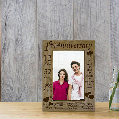 Anniversary Natural Wood Photo Frames AJEW-WH0292-032-1