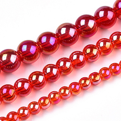 Electroplate Transparent Glass Beads Strands GLAA-T032-T8mm-AB09-1