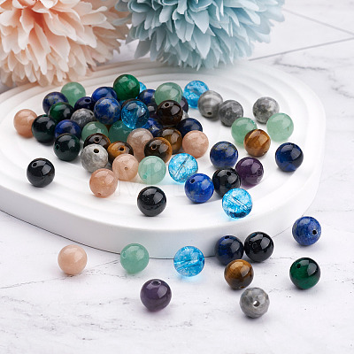100Pcs 10 Style Natural Gemstone Beads G-KS0001-04-1