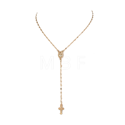 Alloy Cross & Oval Virgin Mary Rosary Bead Necklaces for Women WGC59F8-01-1