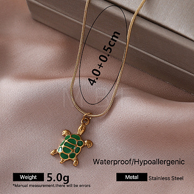 Vintage 304 Stainless Steel Enamel Pendant Necklaces for Women TA1970-1-1