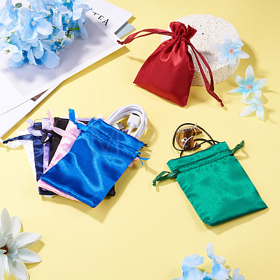 10Pcs Brocade Good Luck Fortune Drawstring Gift Blessing Bags PAAG-TADJ0001-01C-1