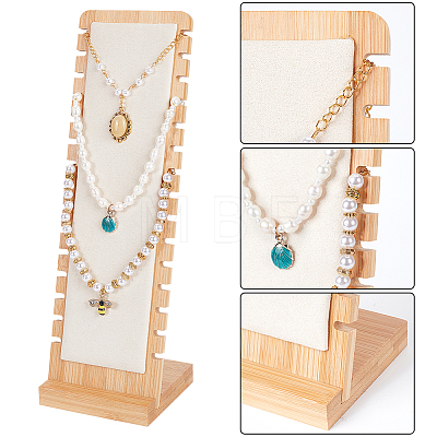 Detachable Wood Slant Back Necklace Display Stands NDIS-WH0009-16B-1