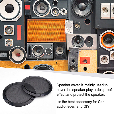 Round Iron with Plastic Mesh Speaker Grills Covers DIY-WH0430-395-1