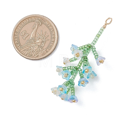 6Pcs 6 Colors Glass Seed Beaded Flower Big Pendants PALLOY-MZ01184-1