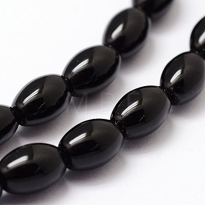 Natural Black Onyx Beads Strands G-N0171-04-6X9mm-1